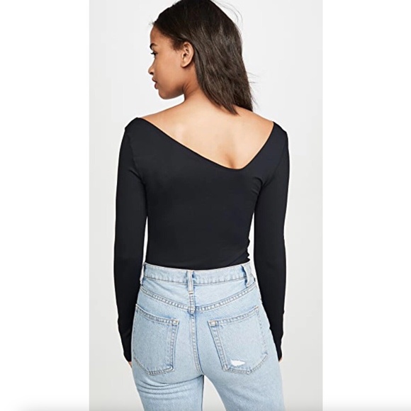 Free People Intimately Asymmetrical Bodysuit Long Sleeve in Black Sz XS - Picture 2 of 16